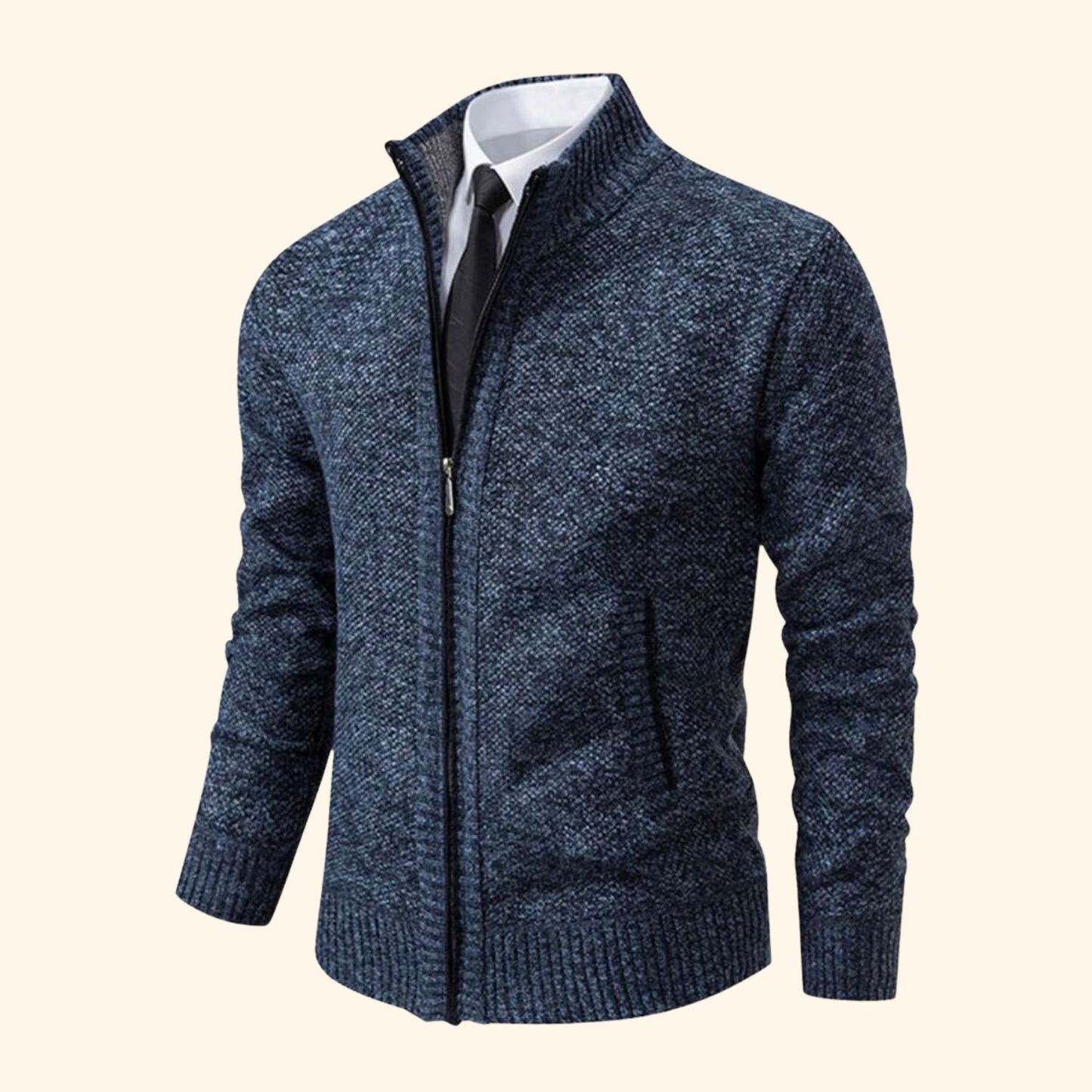 Zip-Up Mock Neck Cardigan | Revangiol