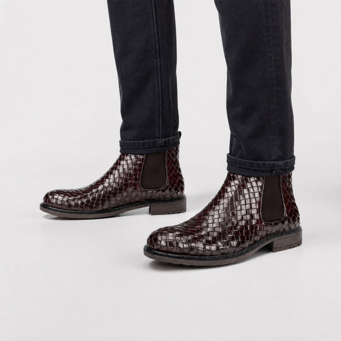 Woven Leather Chelsea Boots | Revangiol