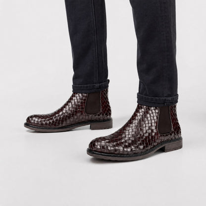 Woven Leather Chelsea Boots | Revangiol