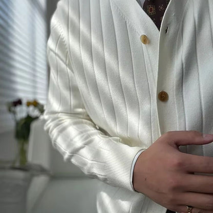 Slim Ribbed Knit Cardigan | Revangiol