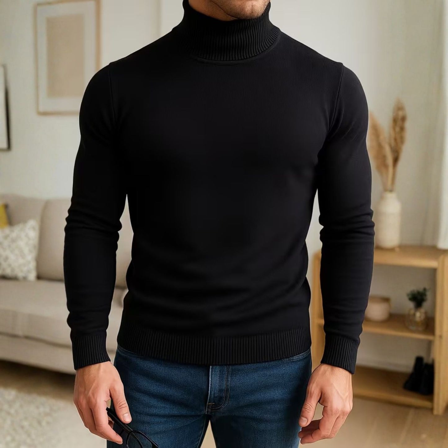 Solid High Neck Turtleneck | Revangiol