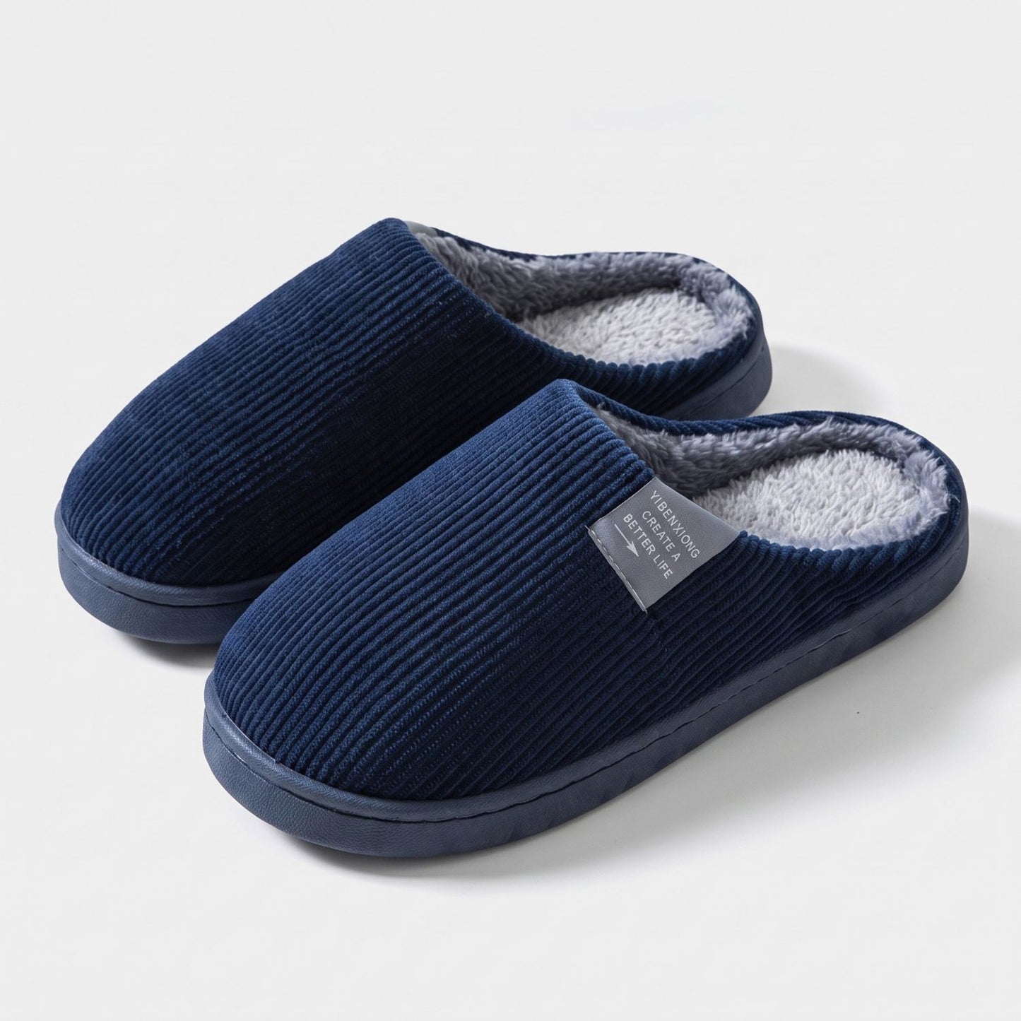 Ribbed Plush House Slippers | Revangiol