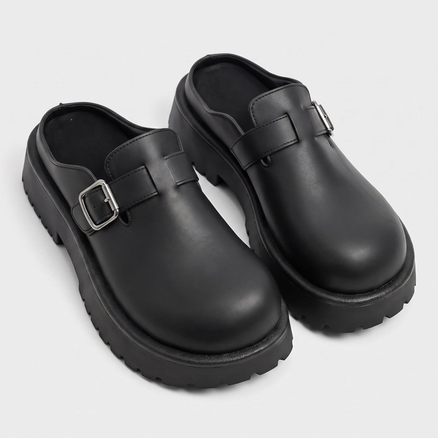 Adjustable Buckle Leather Clogs | Revangiol