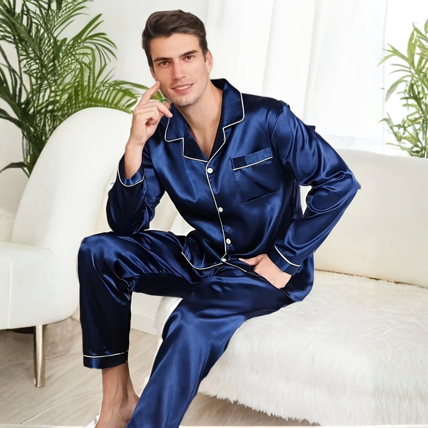 Silky Piping Button Pajama Set | Revangiol