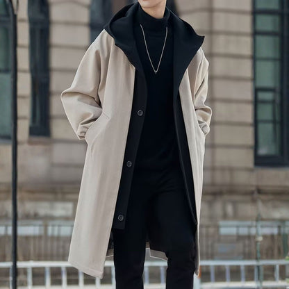 Color Block Hooded Over Coat | Revangiol