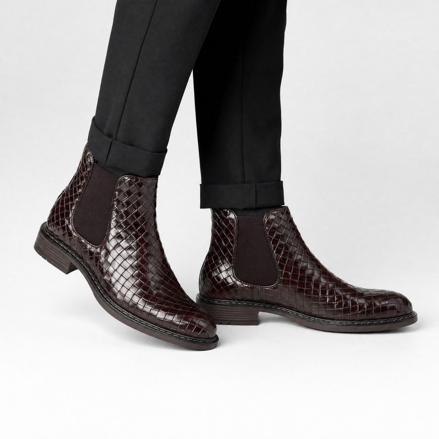 Woven Leather Chelsea Boots | Revangiol