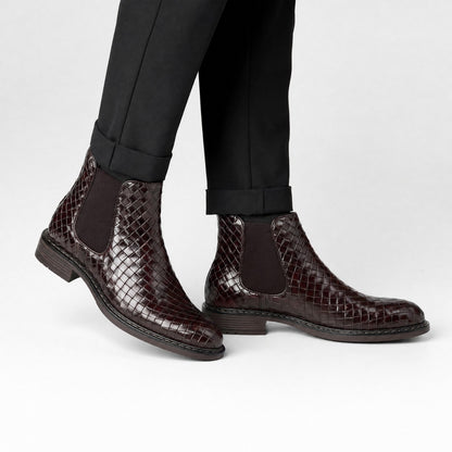 Woven Leather Chelsea Boots | Revangiol