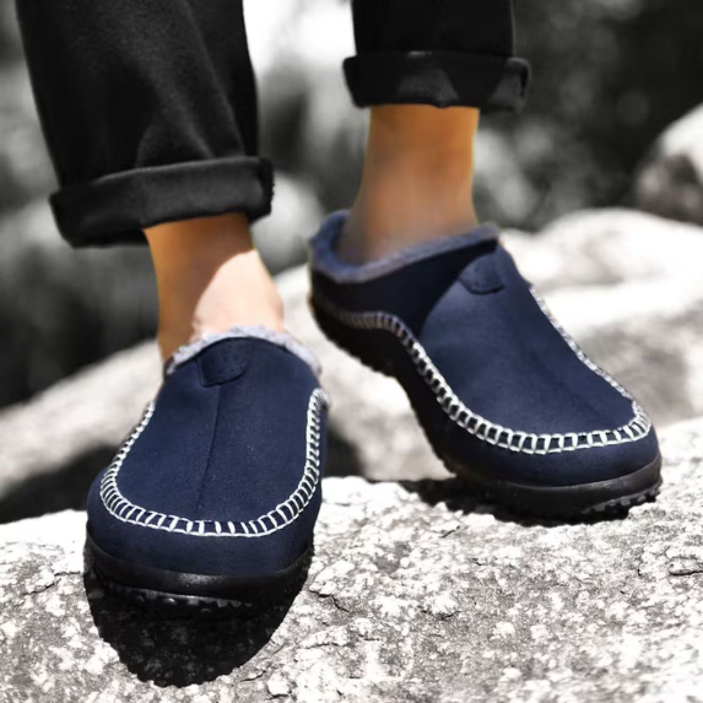 Sherpa Trim Slip-On Slippers | Revangiol