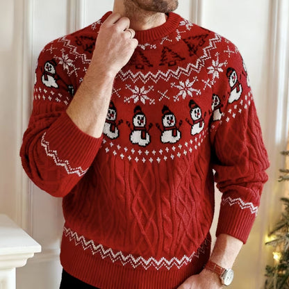 Snowman Cable Knit Christmas Sweater | Revangiol