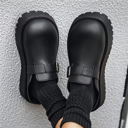 Adjustable Buckle Leather Clogs | Revangiol