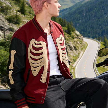 Skeleton Varsity Bomber Jacket | Revangiol