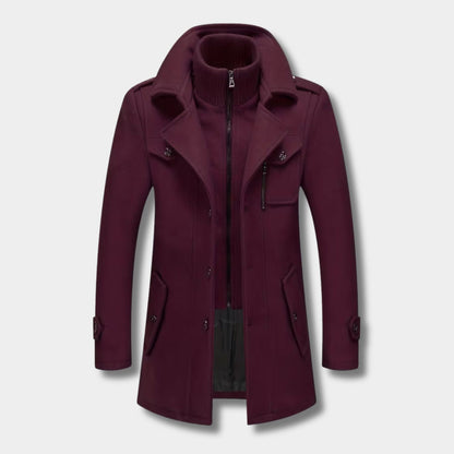 High Neck Fleece Pea Coat | Revangiol