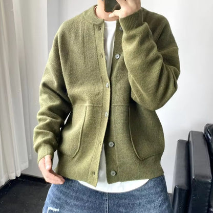 Round Neck Knit Cardigan | Revangiol
