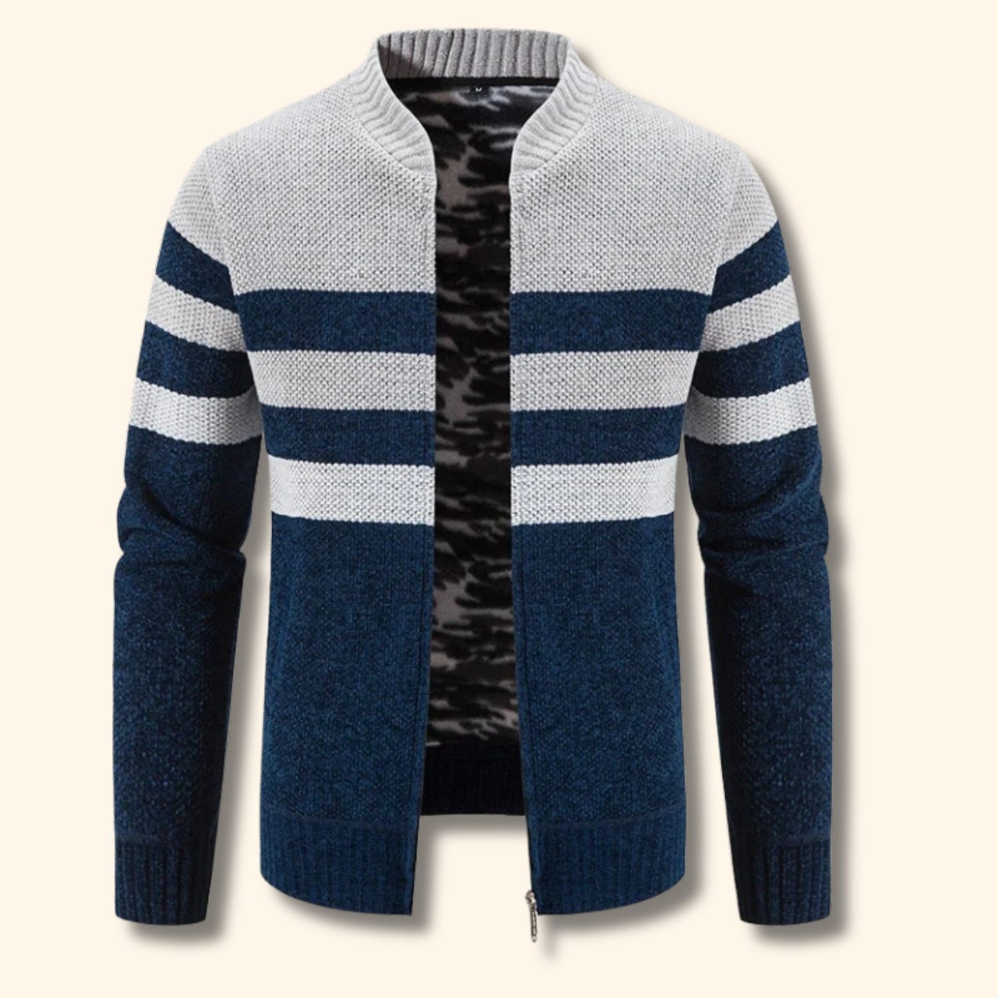 Striped Zip Knit Cardigan | Revangiol