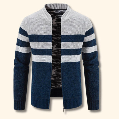 Striped Zip Knit Cardigan | Revangiol