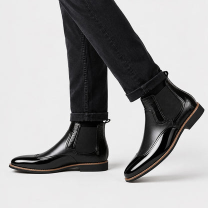 Glossy Leather Chelsea Boots | Revangiol