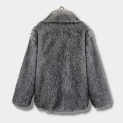 Wide-Lapel Faux Fur Jacket | Revangiol