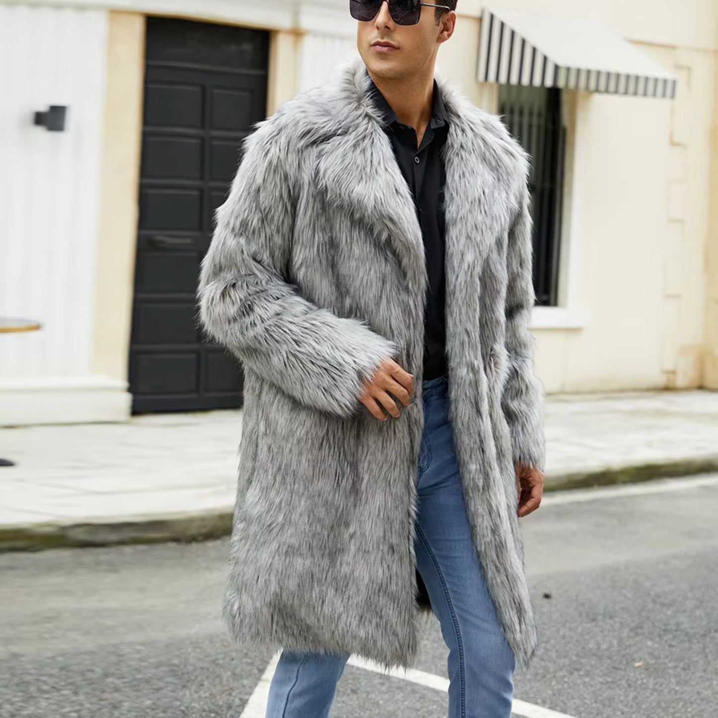Wide Collar Shaggy Fur Coat | Revangiol