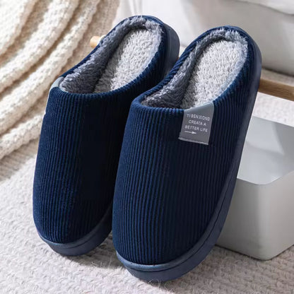 Ribbed Plush House Slippers | Revangiol
