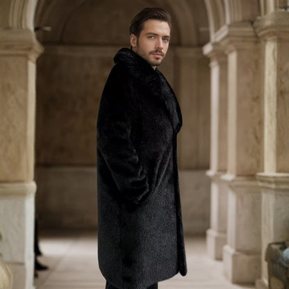 Plush Lapel Fur Coat | Revangiol