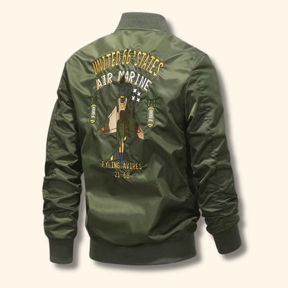 Embroidered Flight Aviator Jacket | Revangiol