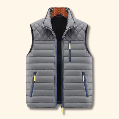 Quilted Stand Collar Puffer Vest | Revangiol