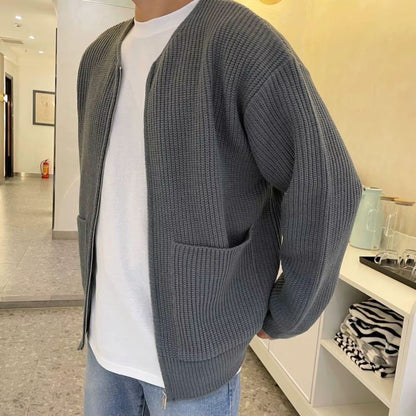 Minimalist Zip Knit Cardigan | Revangiol