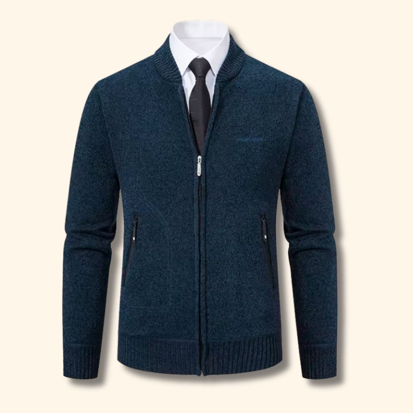 Geometric Zip Knit Cardigan | Revangiol