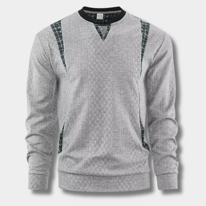 Checkered Panel Knit Sweater | Revangiol