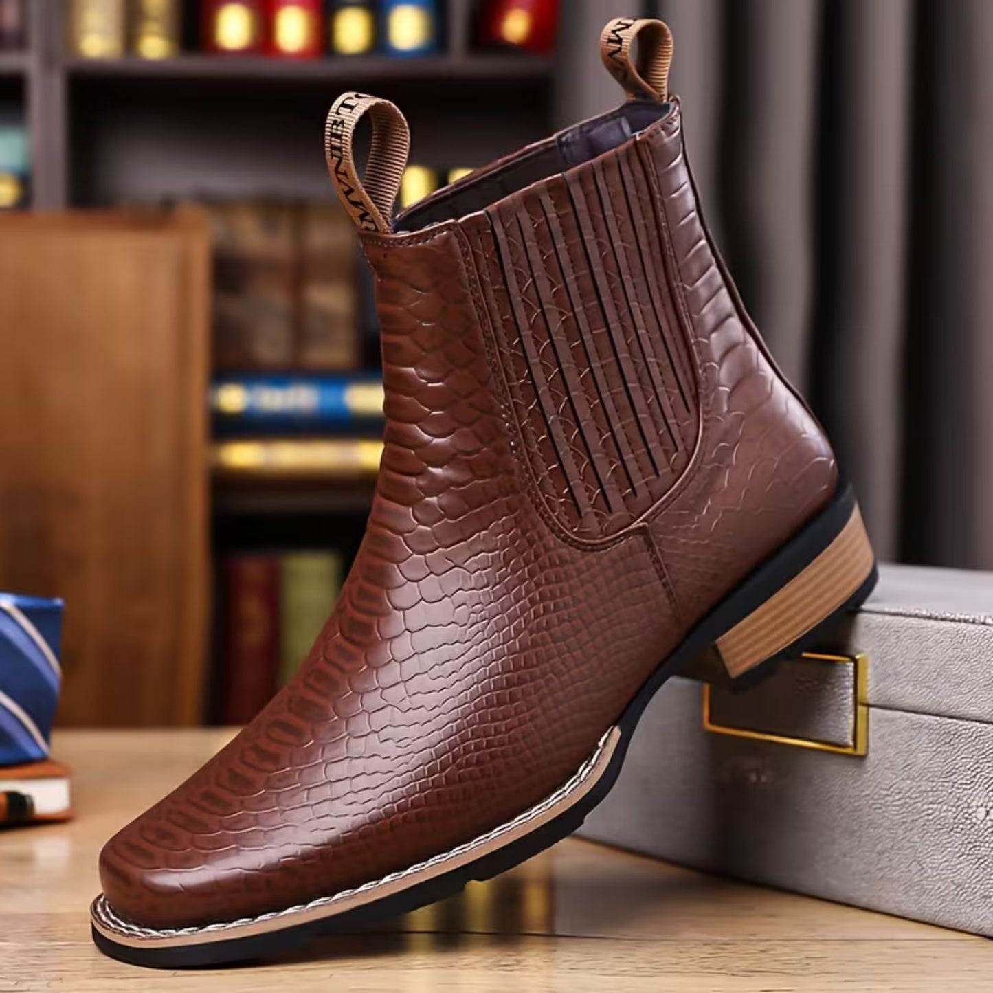 Croc Embossed Dress Boots | Revangiol