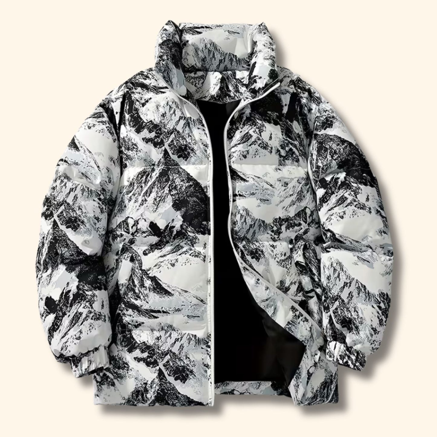 Mountain Print Puffer Jacket | Revangiol