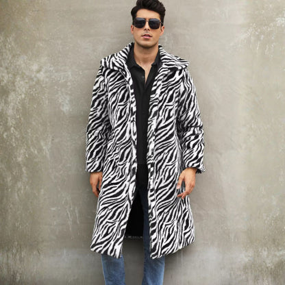 Bold Patterned Plush Fur Coat | Revangiol