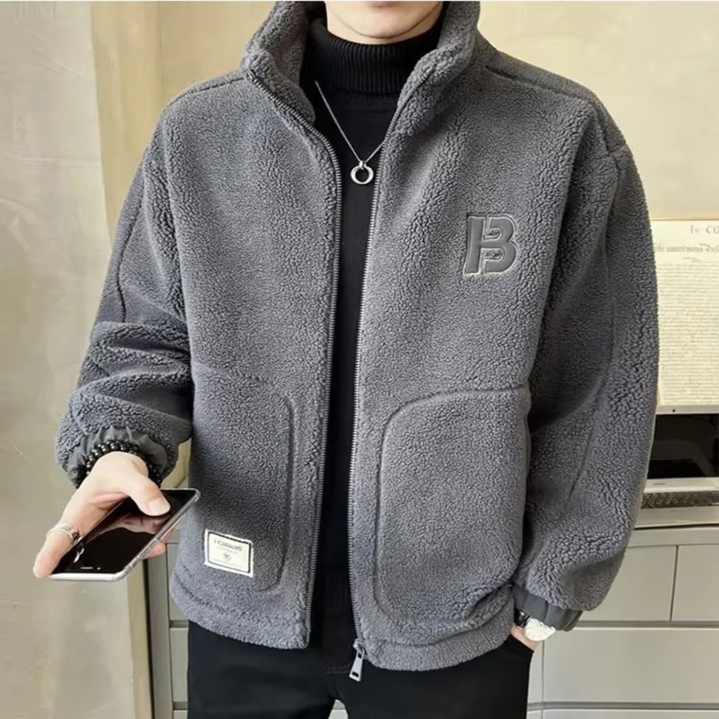 High-Collar Sherpa Fleece Jacket | Revangiol