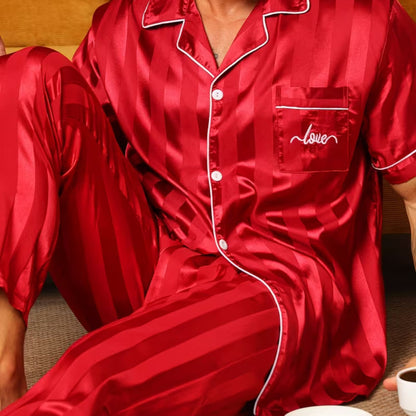 Jacquard Stripe Lapel Pajama Set | Revangiol