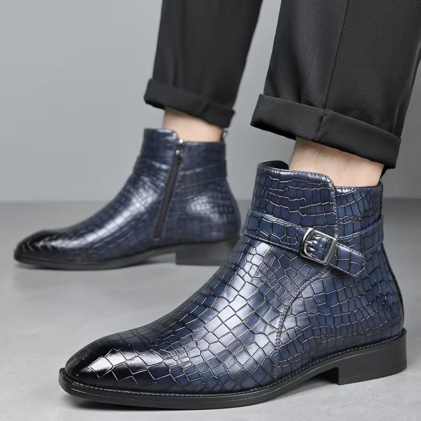 Croc Buckle Dress Boots | Revangiol