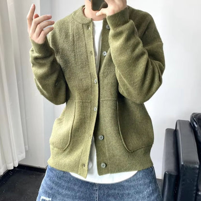 Round Neck Knit Cardigan | Revangiol