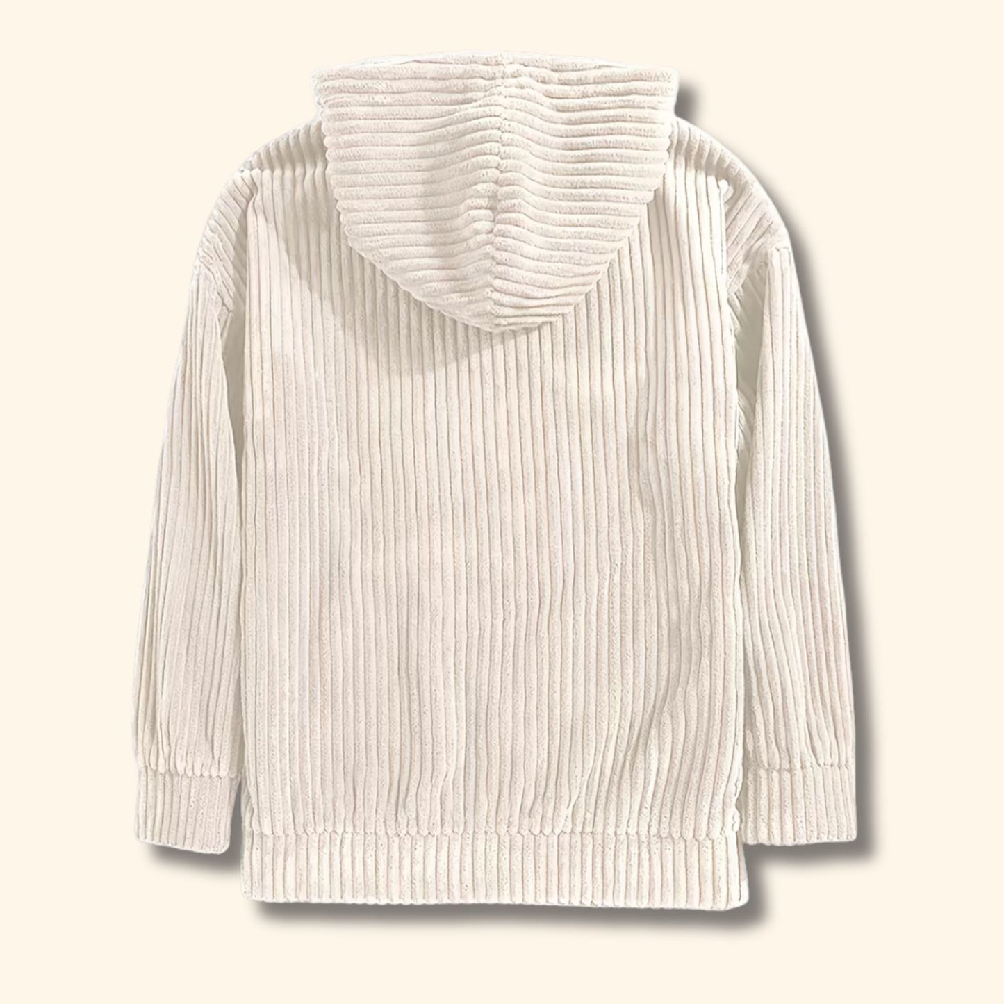 Textured Corduroy Pullover Hoodie | Revangiol