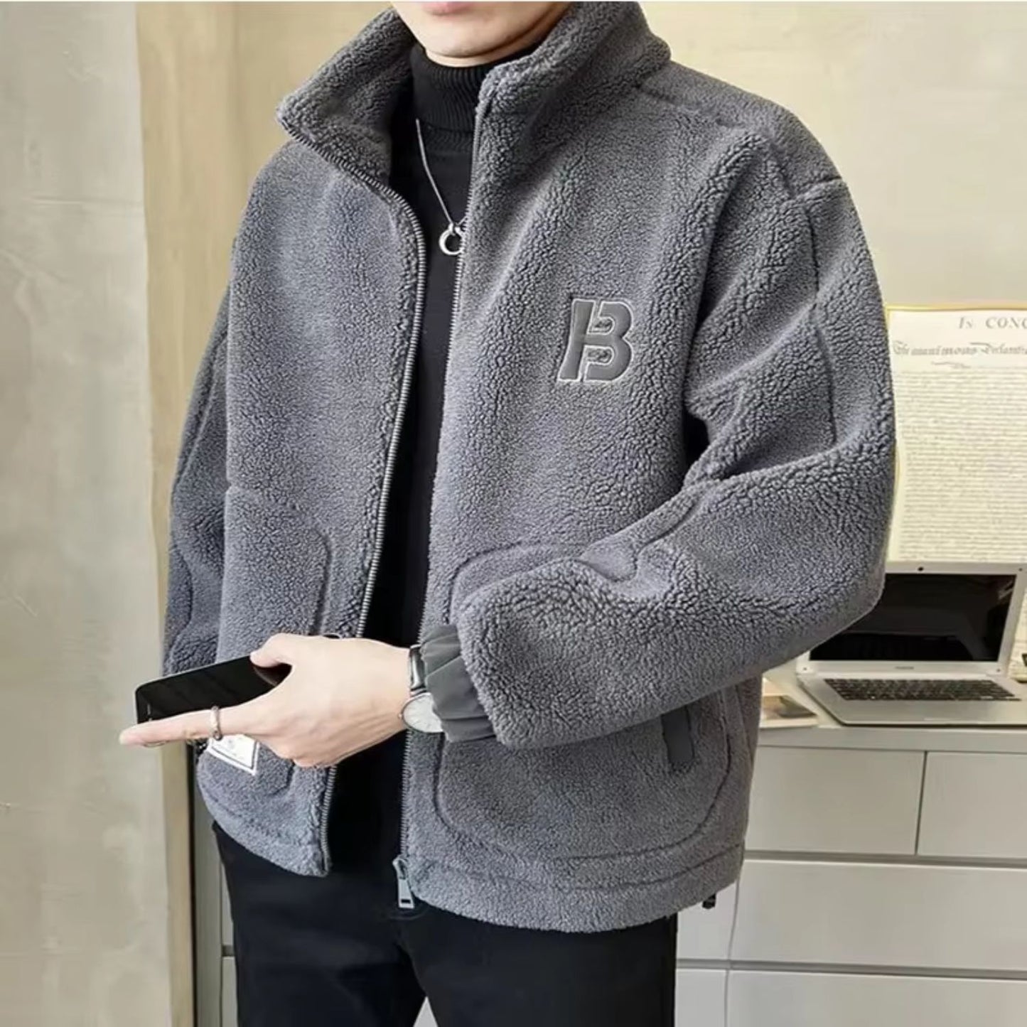 High-Collar Sherpa Fleece Jacket | Revangiol