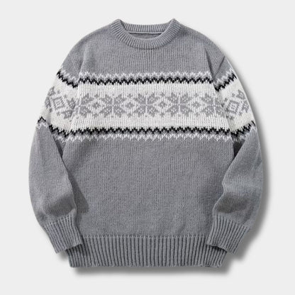 Jacquard Crew Neck Christmas Sweater | Revangiol