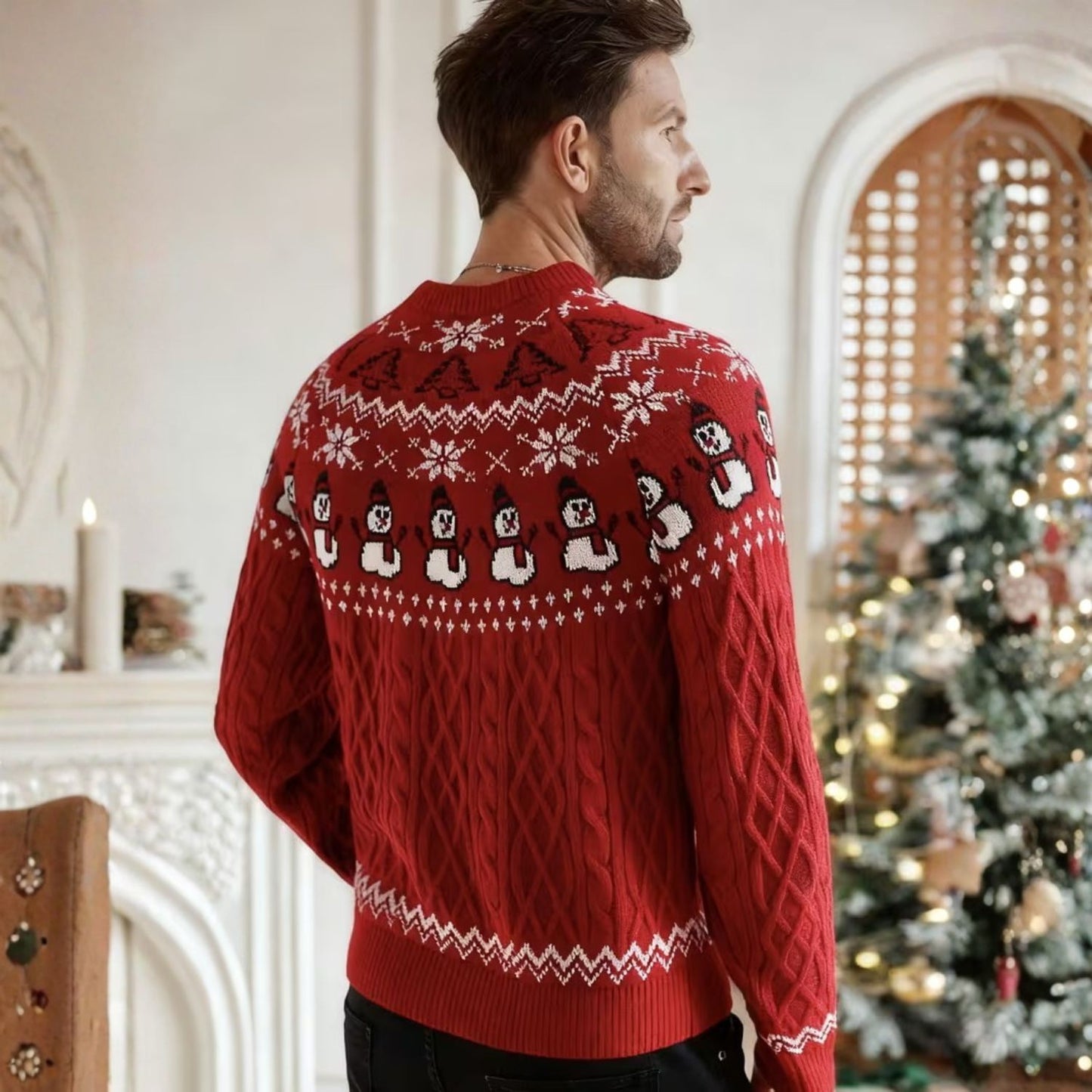 Snowman Cable Knit Christmas Sweater | Revangiol