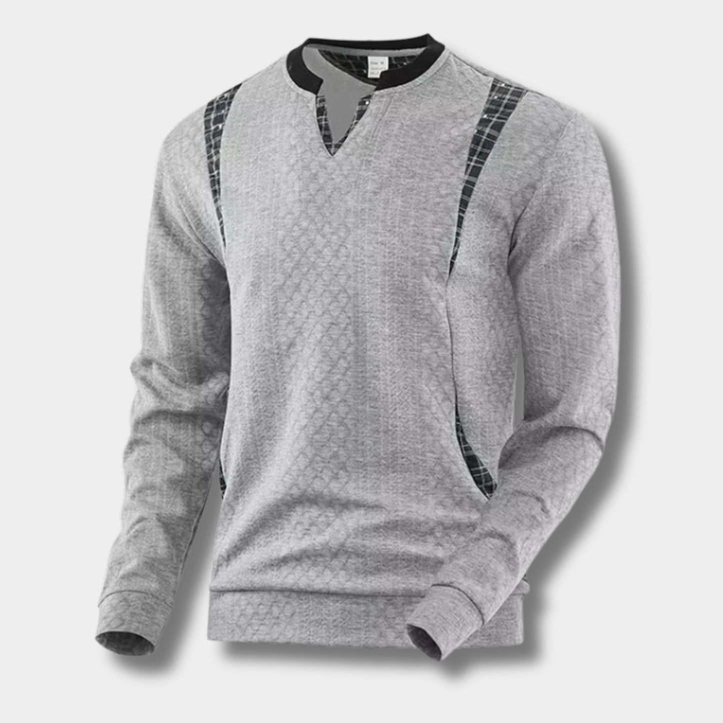 Checkered Panel Knit Sweater | Revangiol