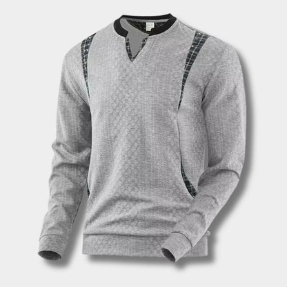 Checkered Panel Knit Sweater | Revangiol