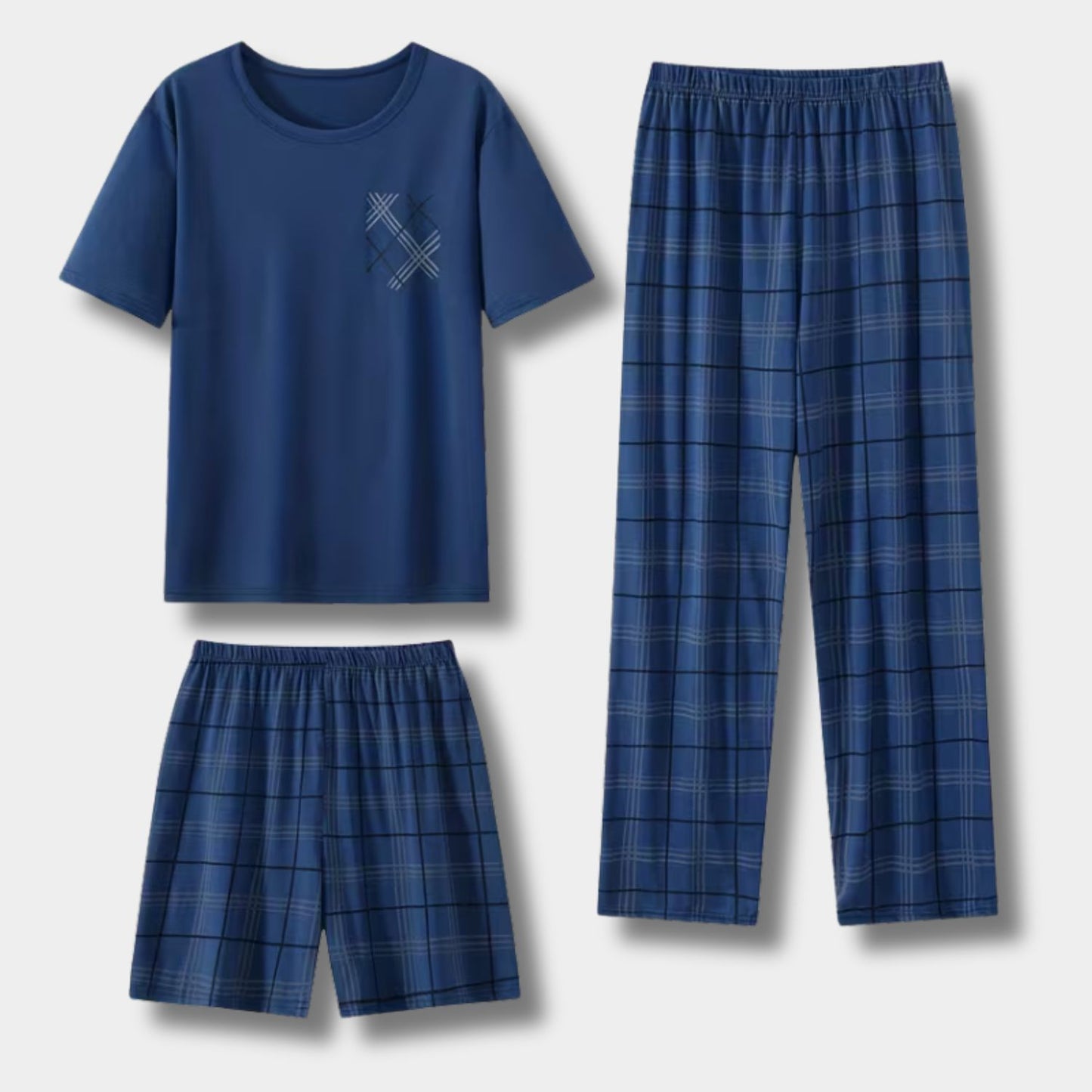3-Piece Plaid Summer Pajama Set | Revangiol