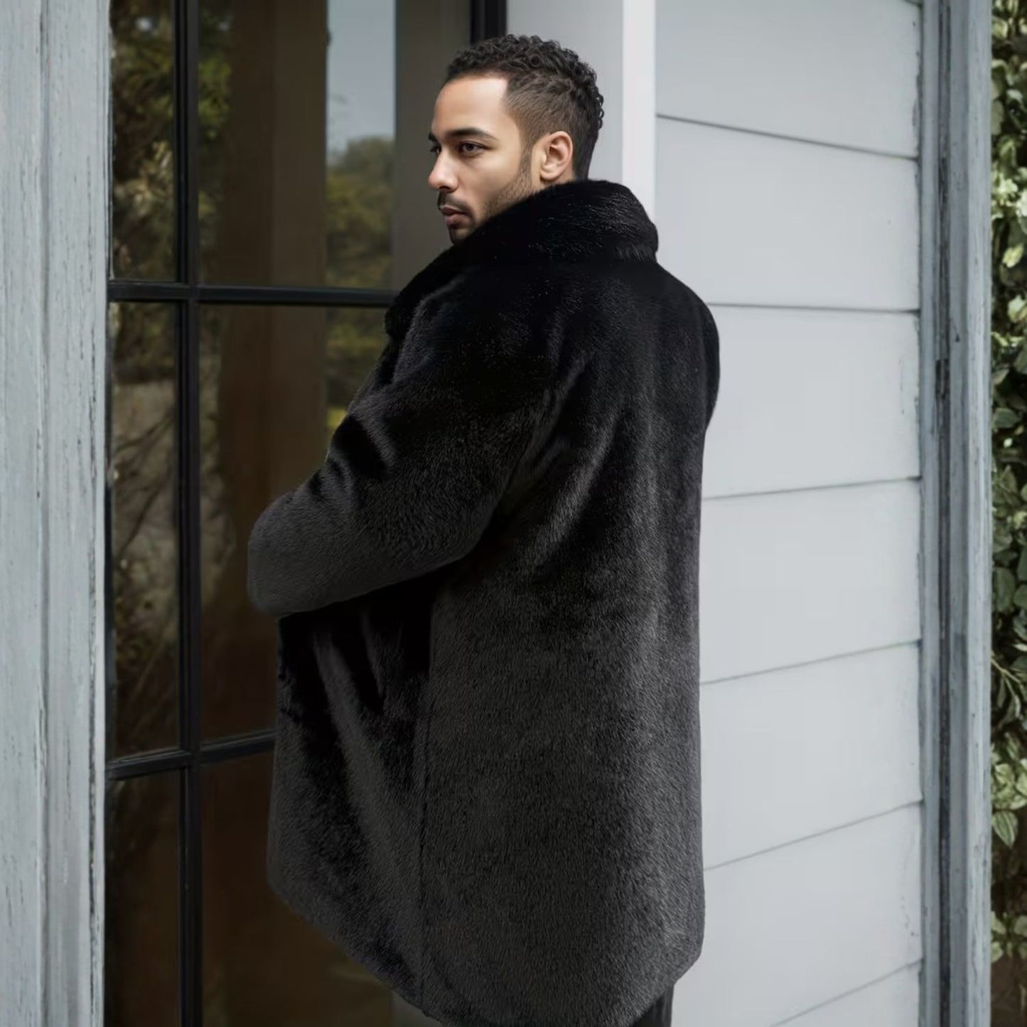 Plush Lapel Fur Coat | Revangiol