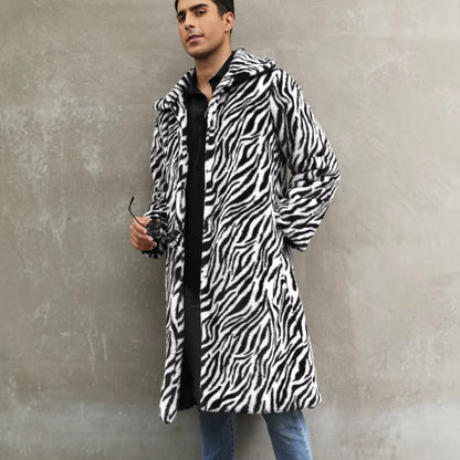 Bold Patterned Plush Fur Coat | Revangiol