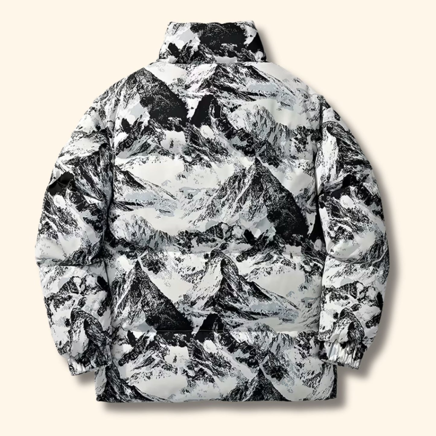 Mountain Print Puffer Jacket | Revangiol