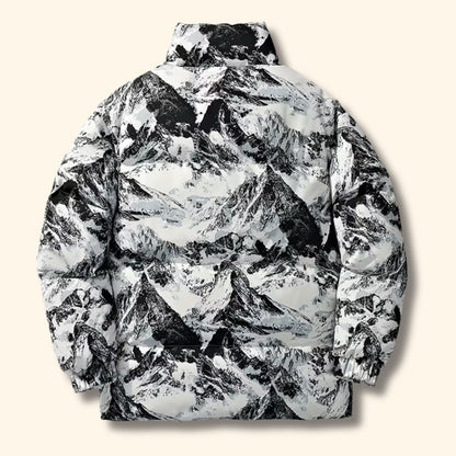 Mountain Print Puffer Jacket | Revangiol