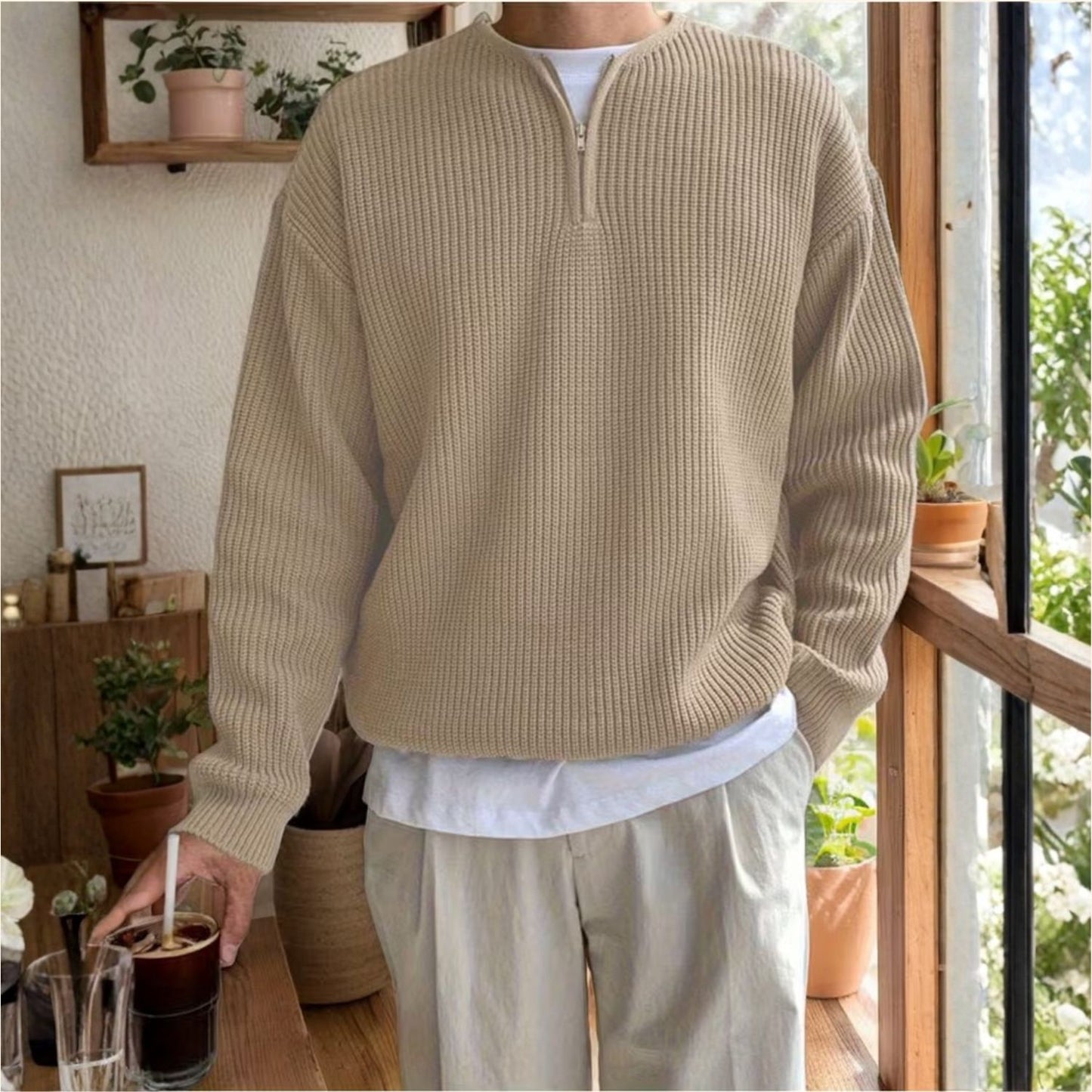Half-Zip Knit Sweater | Revangiol
