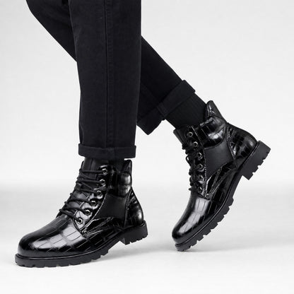 Embossed Combat Ankle Boots | Revangiol