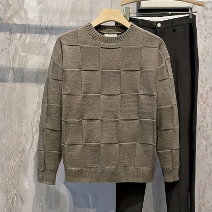 Textured Knit Crew Neck Sweater | Revangiol